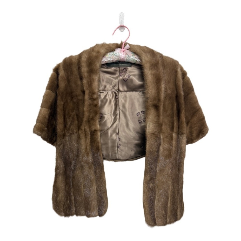 Vintage The May Company Cleveland Mink Real Fur Brown Shawl One Size Old Money
